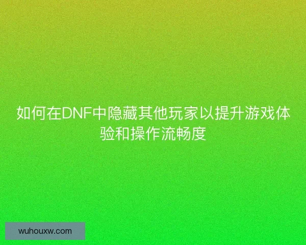 如何在DNF中隐藏其他玩家以提升游戏体验和操作流畅度