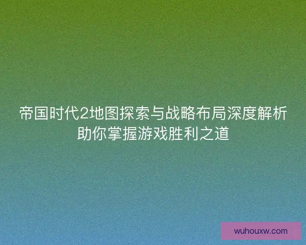 帝国时代2地图探索与战略布局深度解析助你掌握游戏胜利之道