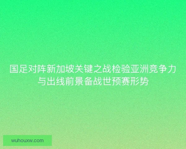 国足对阵新加坡关键之战检验亚洲竞争力与出线前景备战世预赛形势