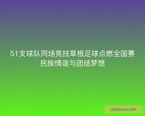 51支球队同场竞技草根足球点燃全国赛民族情谊与团结梦想 51支球队同场竞技草根足球点燃全国赛民族情谊与团结梦想