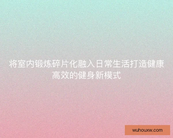 将室内锻炼碎片化融入日常生活打造健康高效的健身新模式 将室内锻炼碎片化融入日常生活打造健康高效的健身新模式