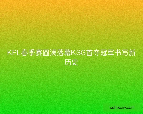 KPL春季赛圆满落幕KSG首夺冠军书写新历史